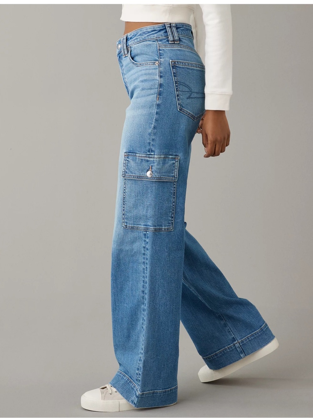 AE Dreamy Drape Stretch Super High-Waisted Cargo Baggy Wide-Leg Jean 6